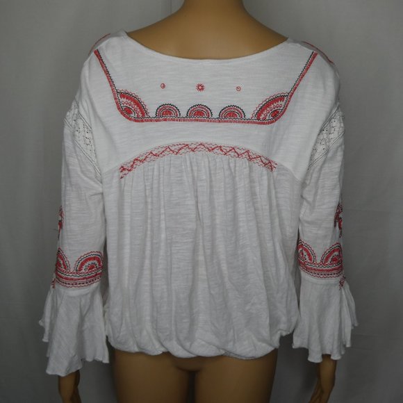 Free People Chiquita Boho Embroidered Top Peasant - Picture 9 of 11